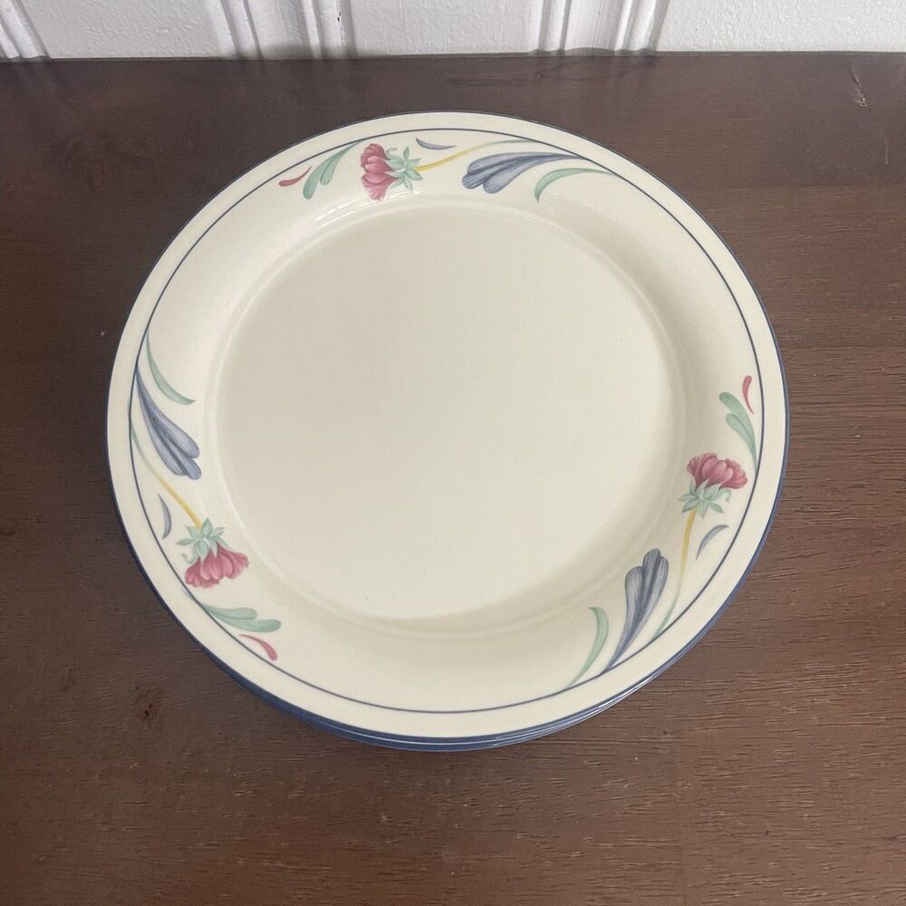Lenox Poppies on Blue Set of 5 Beige Chinastone Salad Plates 8.5”